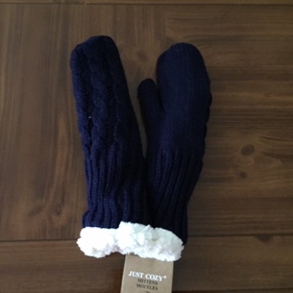 JUST COZY MITTENS.  ONE SIZE FITS.  COLOR: BLUE - Picture 1 of 2